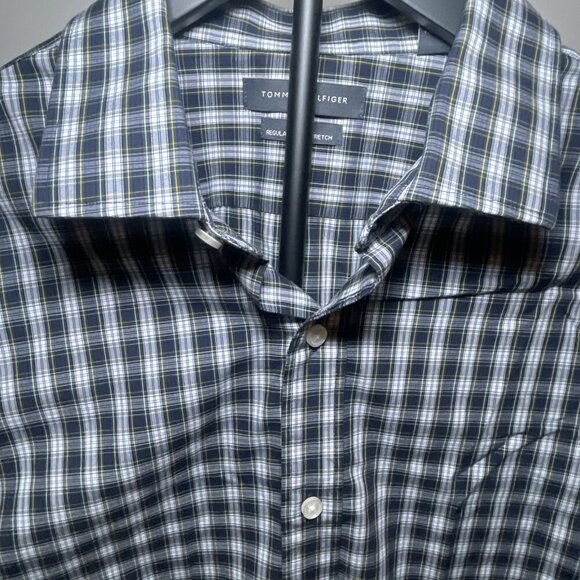 Tommy Hilfiger TH Flex Regular Fit Stretch XL‎ 17 34/35 Long Sleeve Plaid Shirt - Picture 7 of 12